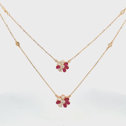 Ruby & Diamond Double Layer Necklace