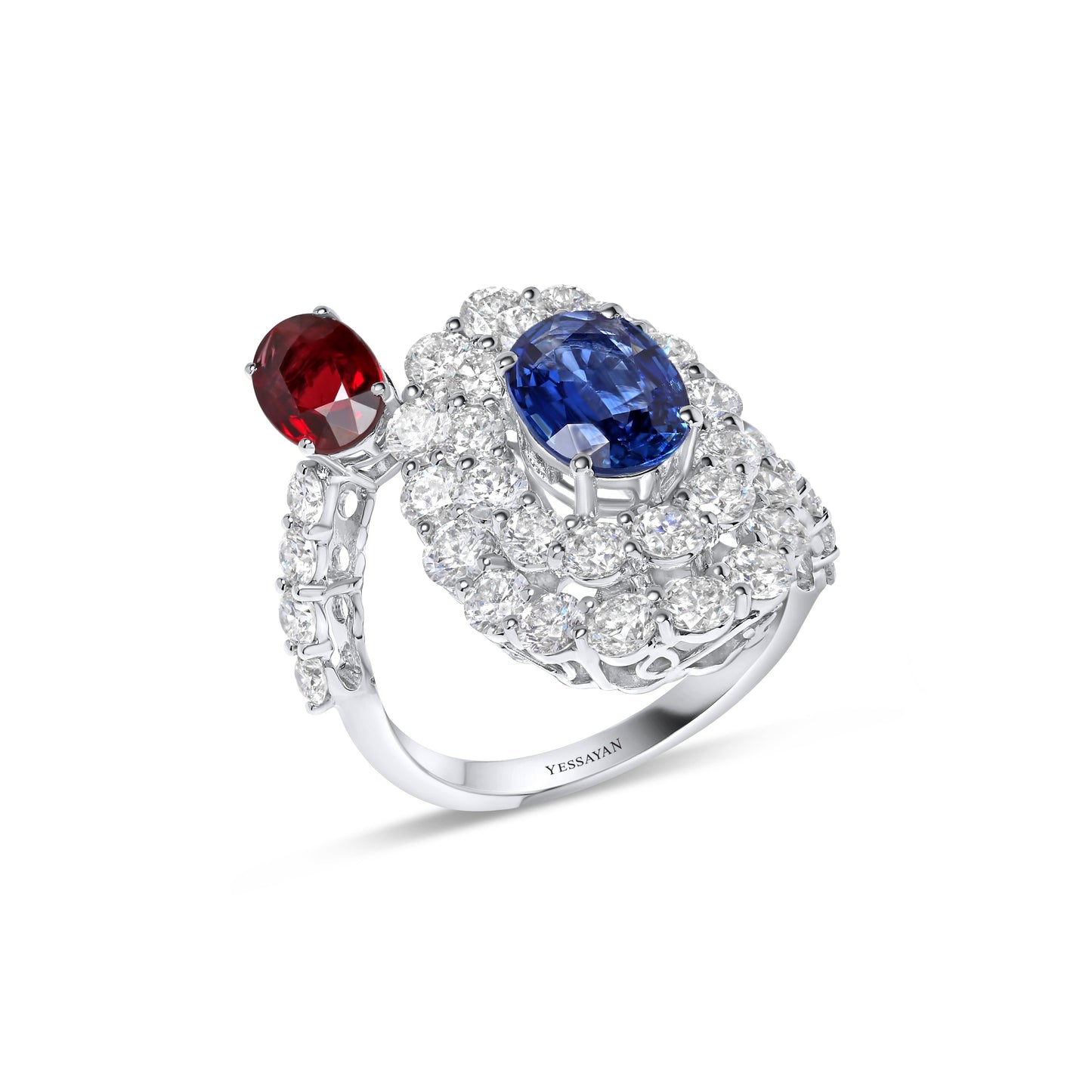 Trio Diamond, Sapphire, & Ruby Statement Ring