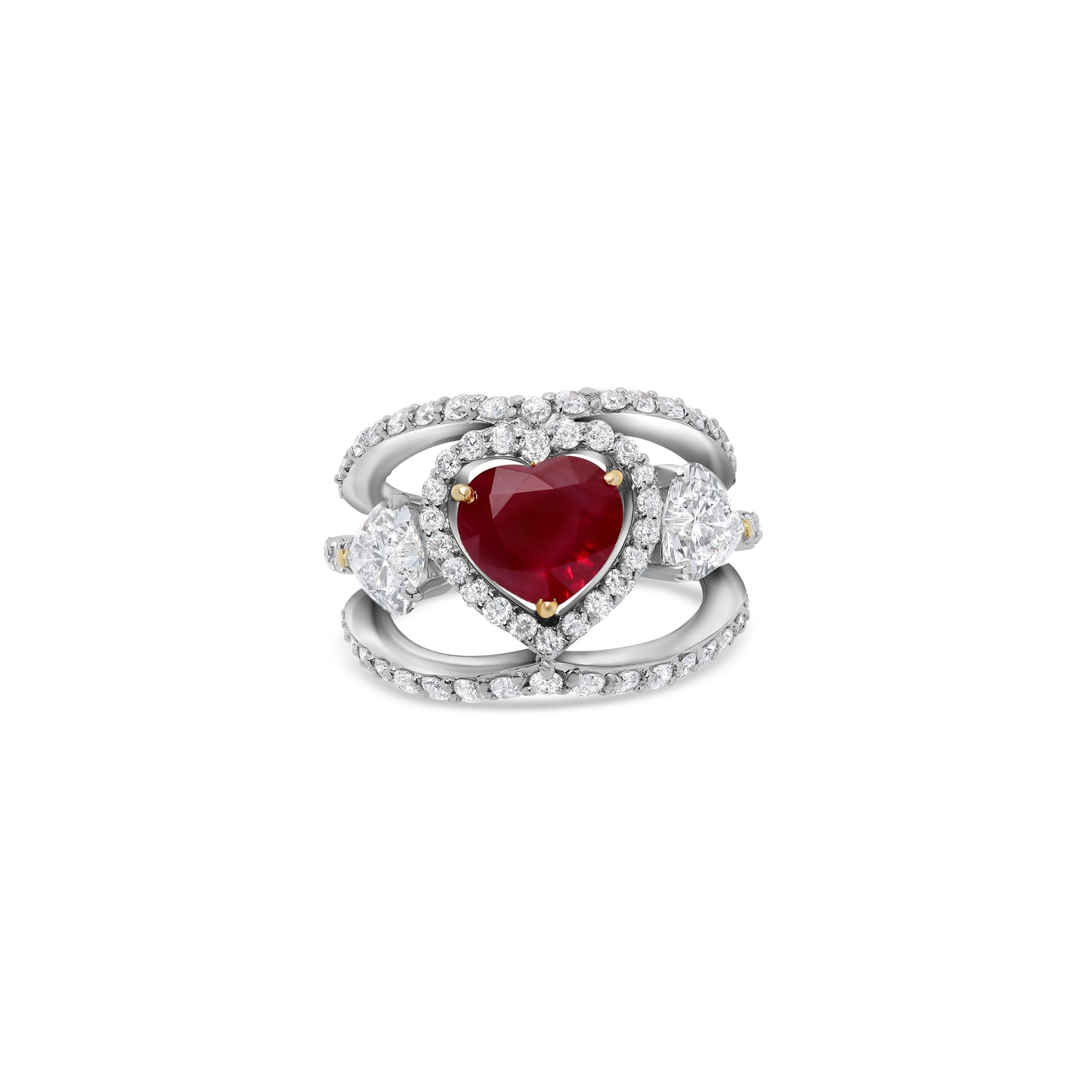 Ruby & Diamond Heart Ring