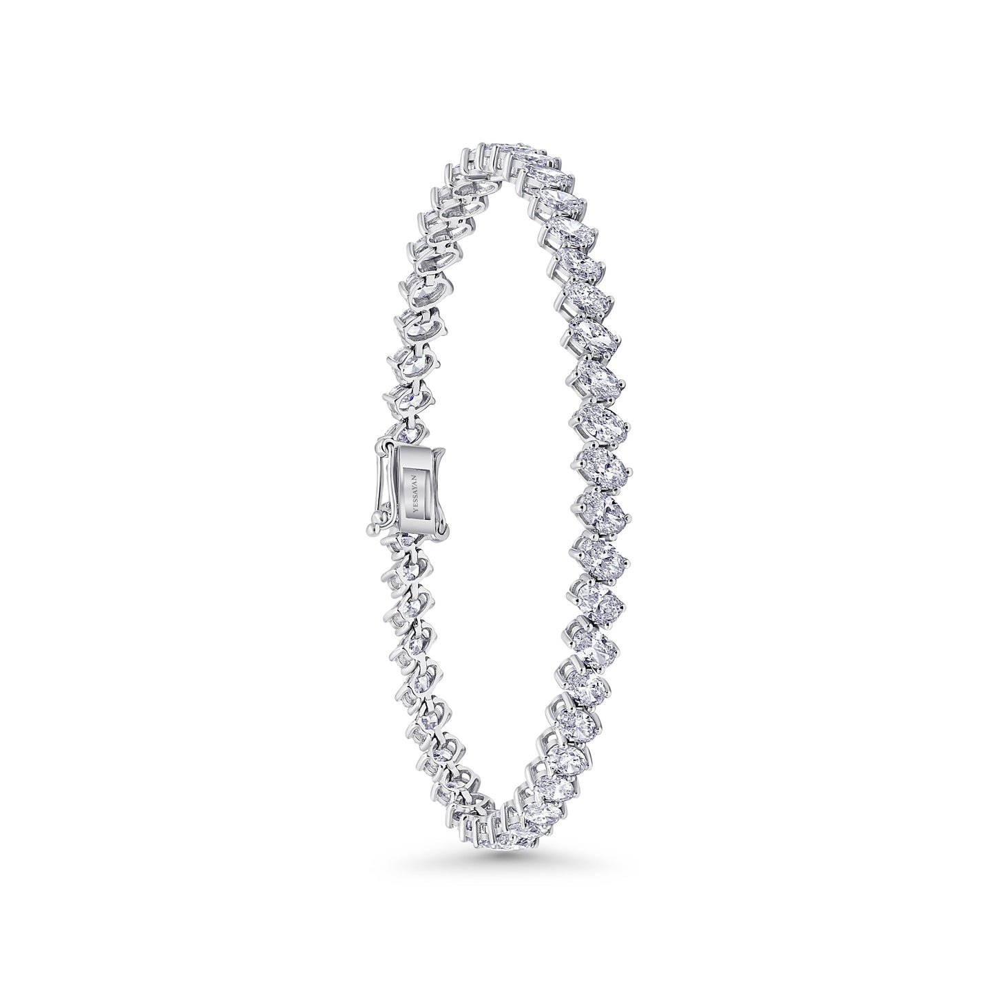 Almasaty Oblique Oval Diamonds Tennis Bracelet