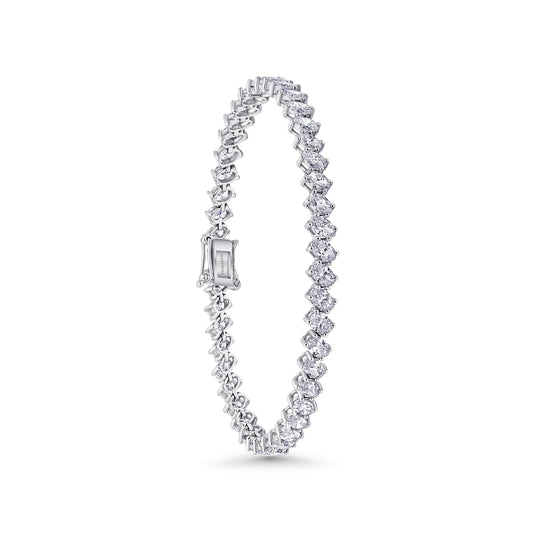 Almasaty Oblique Oval Diamonds Tennis Bracelet