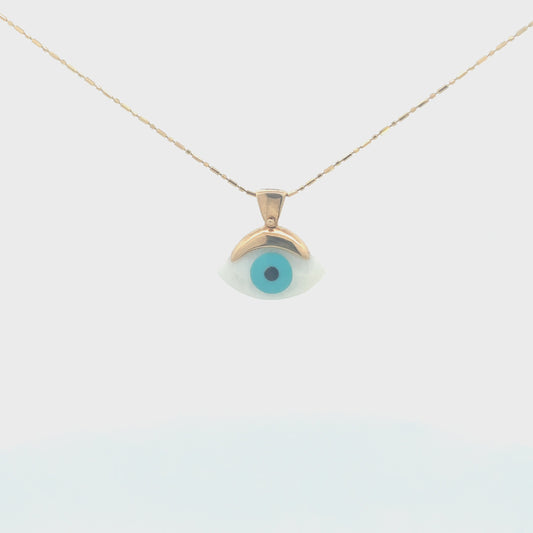 Mother of Pearl Evil Eye Pendant Necklace