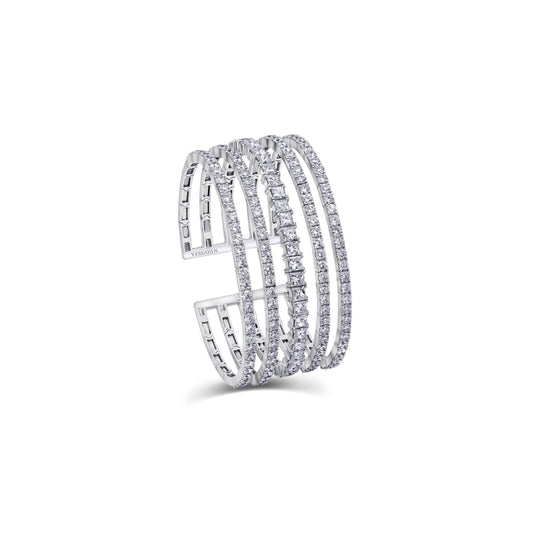 Almasaty Princess & Round Diamonds Cuff bracelet