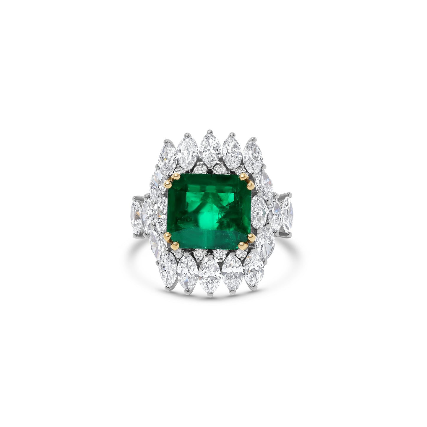 Emerald & Marquise Diamond Band Ring
