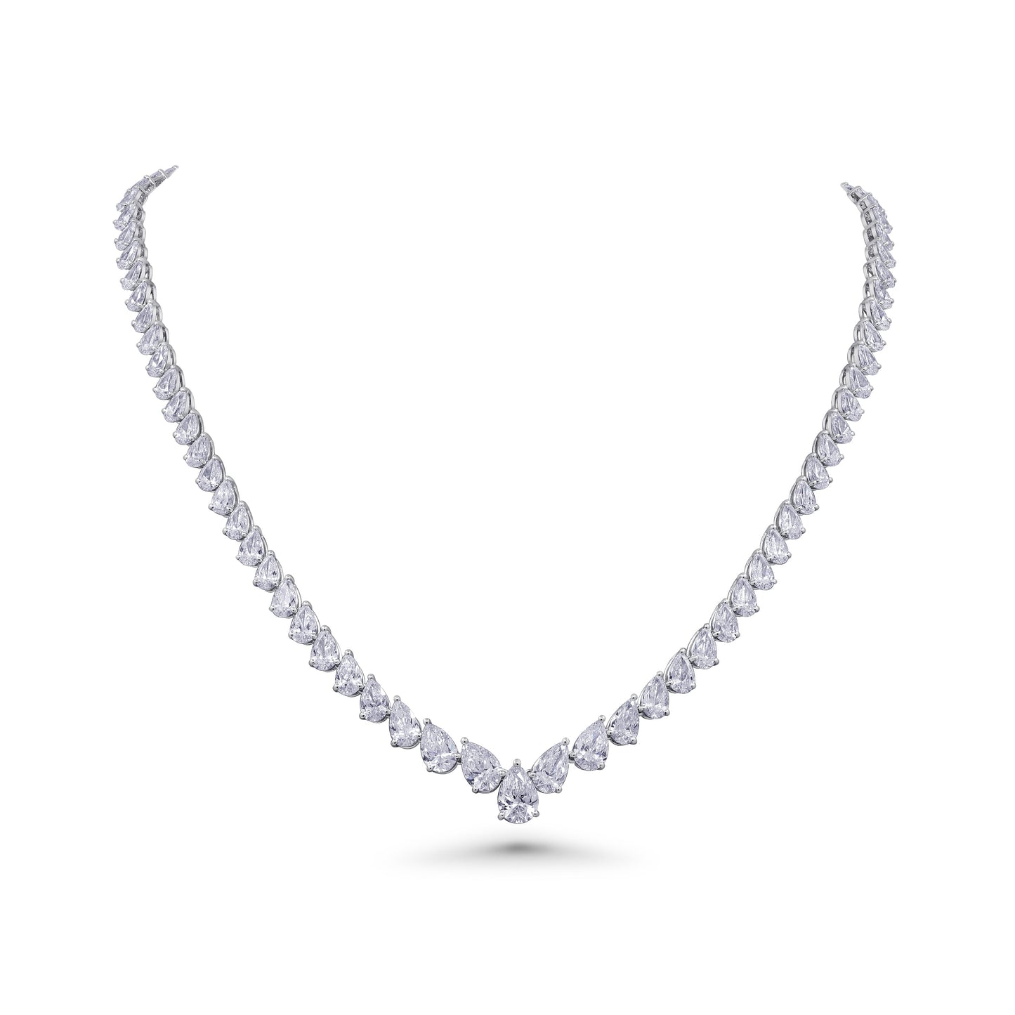 Almasaty Oblique Pear Diamonds Riviere Necklace