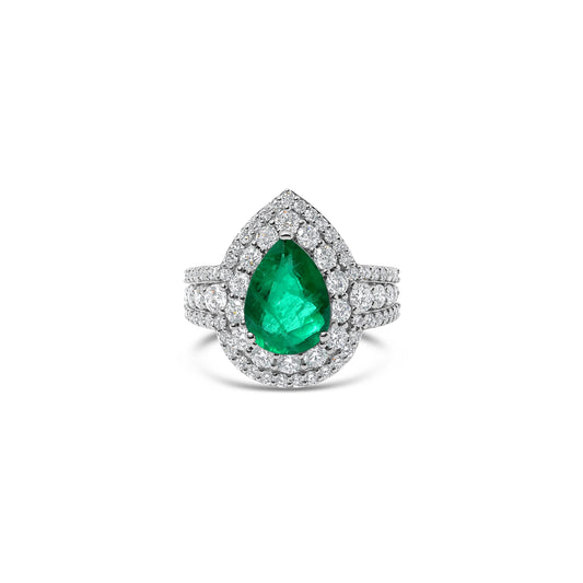 Emerald & Diamond Solitaire Ring