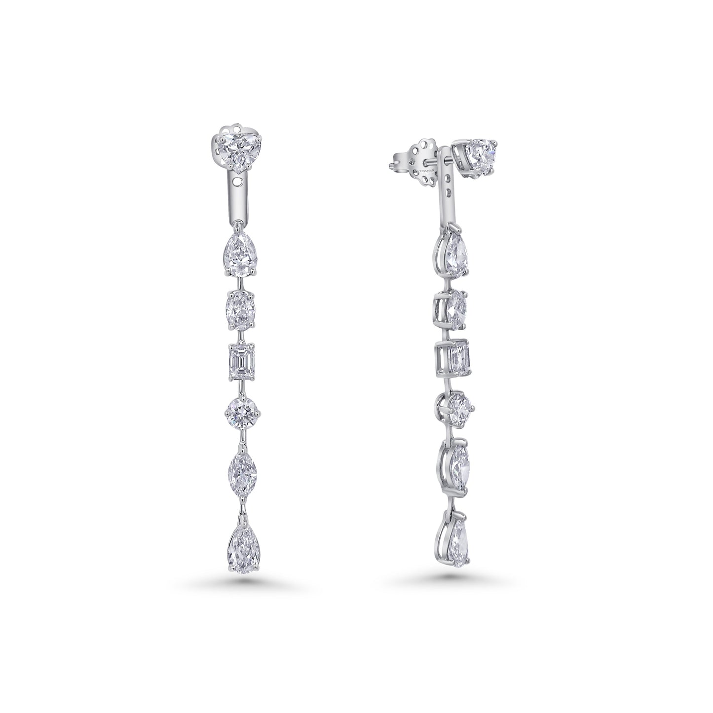 Alamasaty Mixed-Shape Diamonds Linear Dangling Earrings