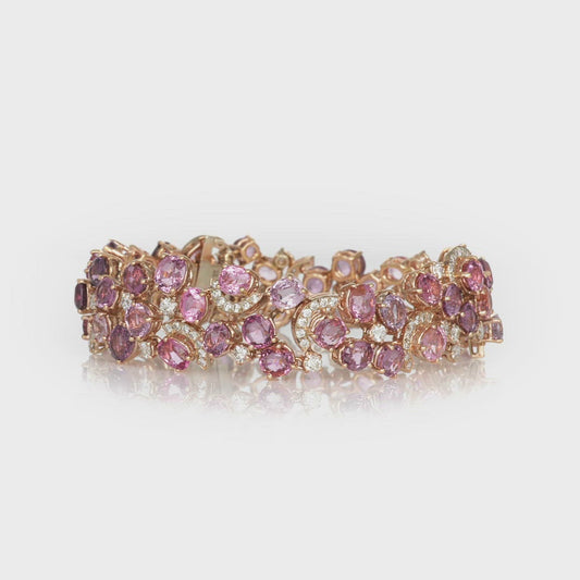 Pink Sapphire & Diamond Link Bracelet