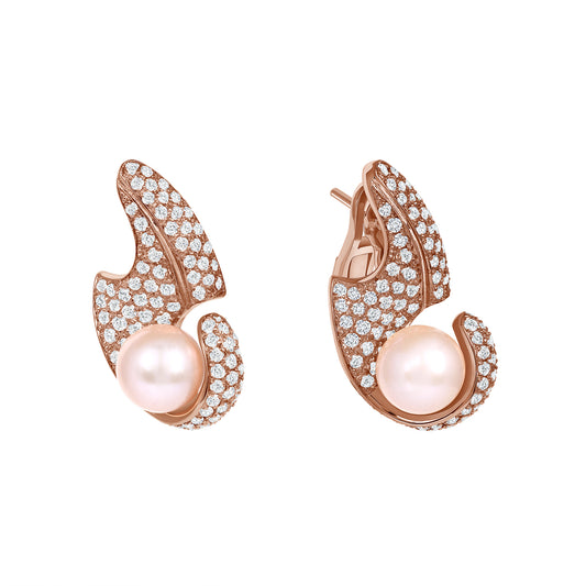 Pearl & Diamond Drop Earrings