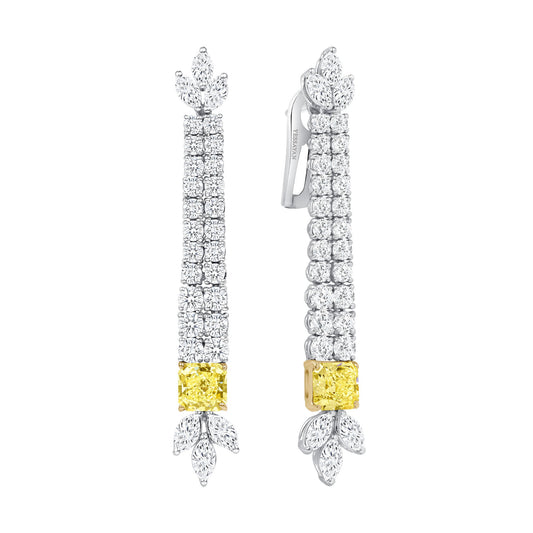 Fancy Diamond Linear Drop Earrings