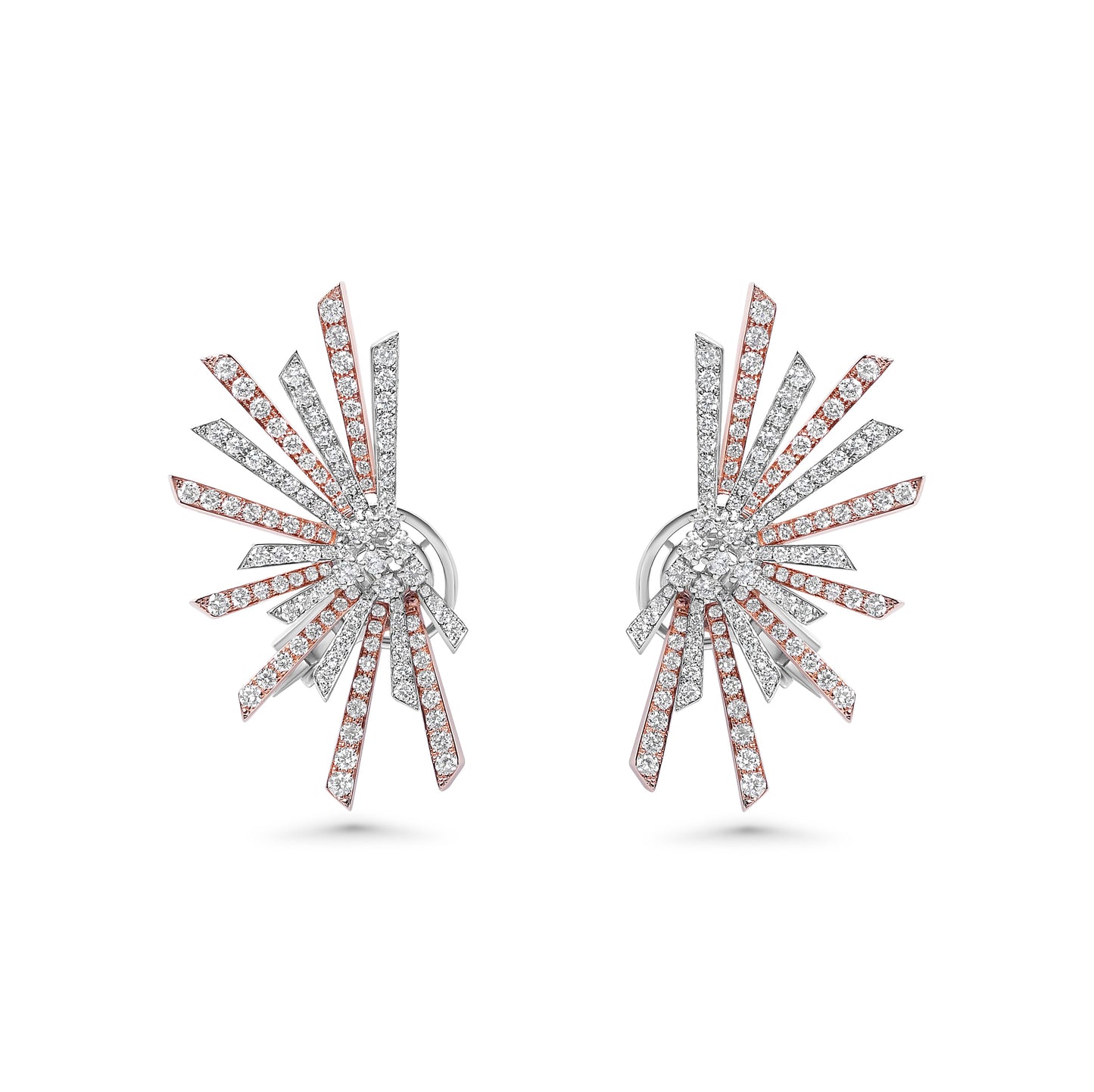 Eclat Two-Tone Rose & white 18K Diamond Earrings