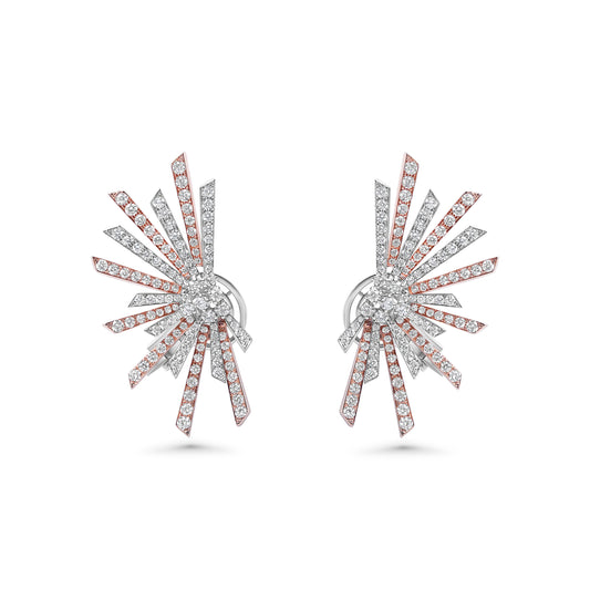 Eclat Two-Tone Rose & white 18K Diamond Earrings