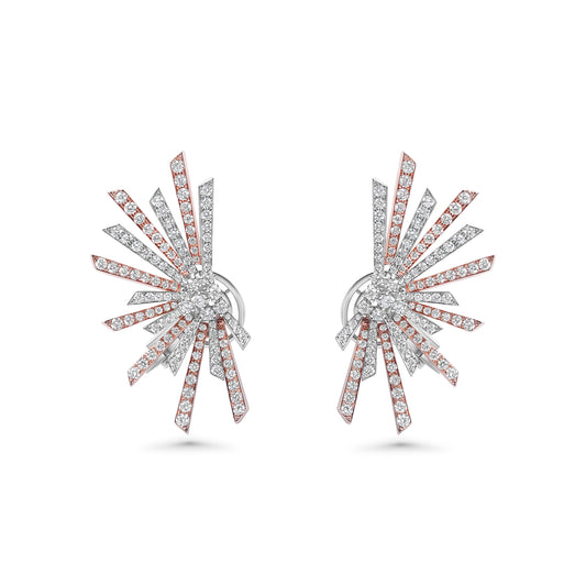Eclat Two-Tone Rose & white 18K Diamond Earrings