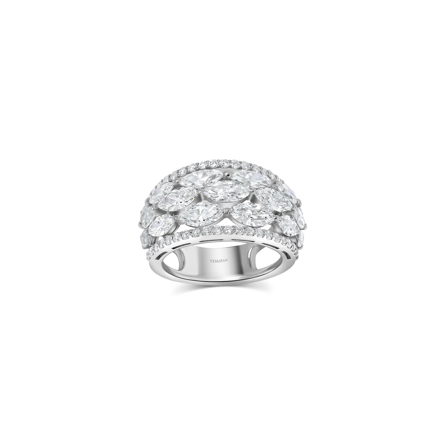 Aligned Marquise Diamond Ring