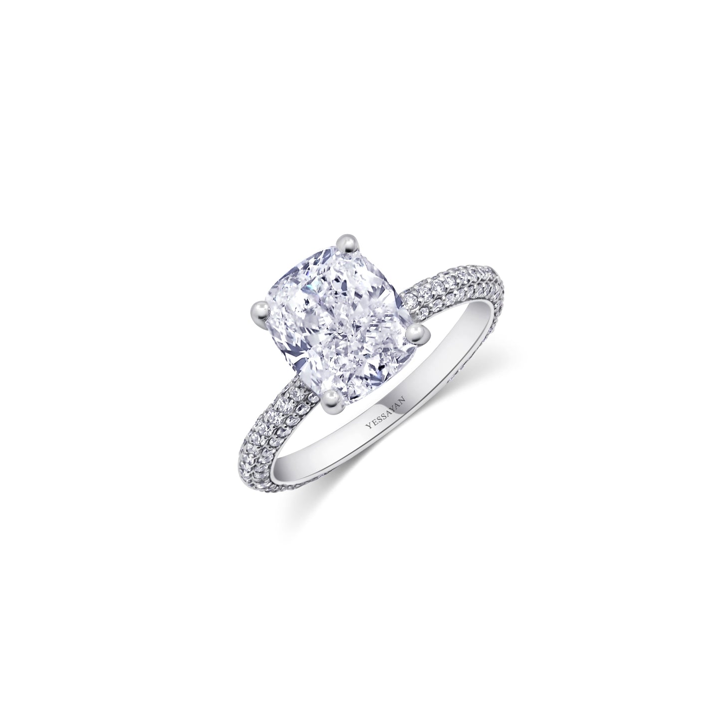 Almasaty 3.00 Carats Certified Cushion Cut Solitaire Diamond Ring