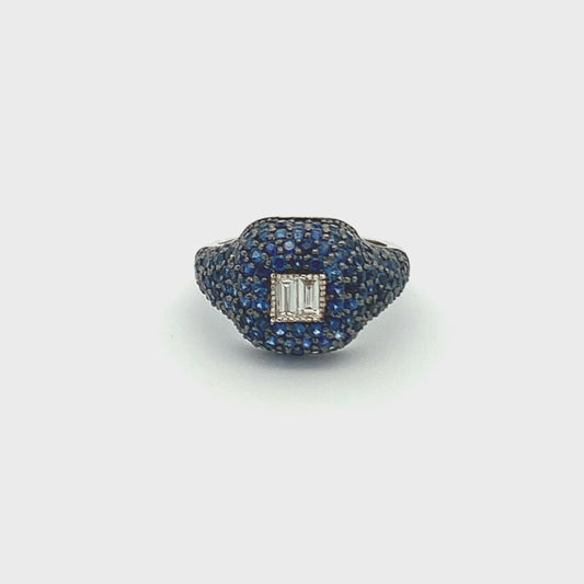 Sapphire & Diamond Signet Ring