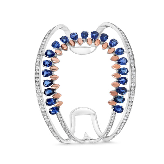 Sapphire & Diamond Wide Cuff Bracelet