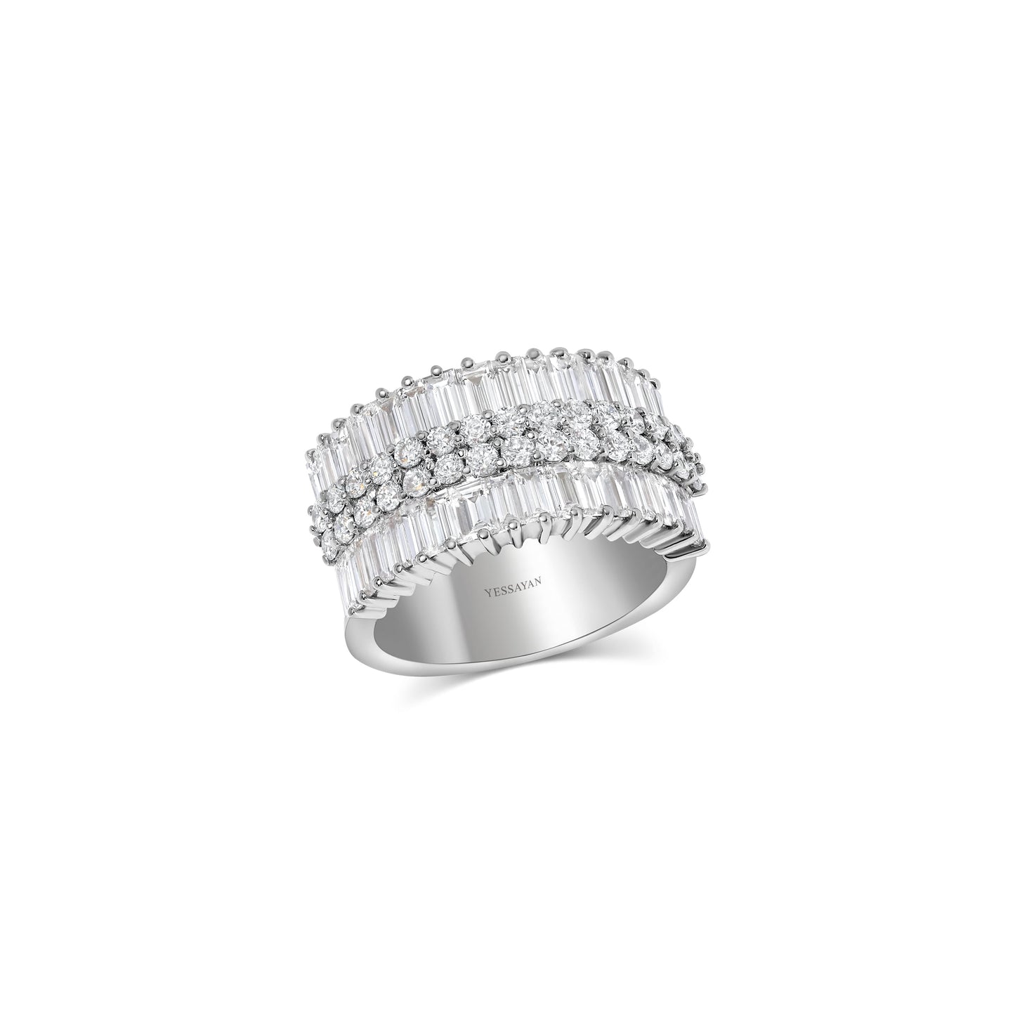 Linear Baguettes & Round Diamond Ring