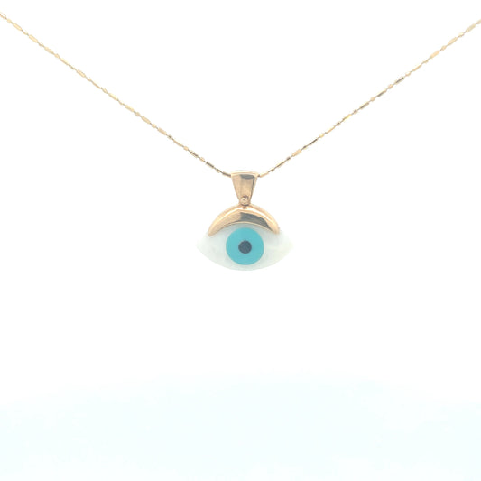 Mother of Pearl Evil Eye Pendant Necklace