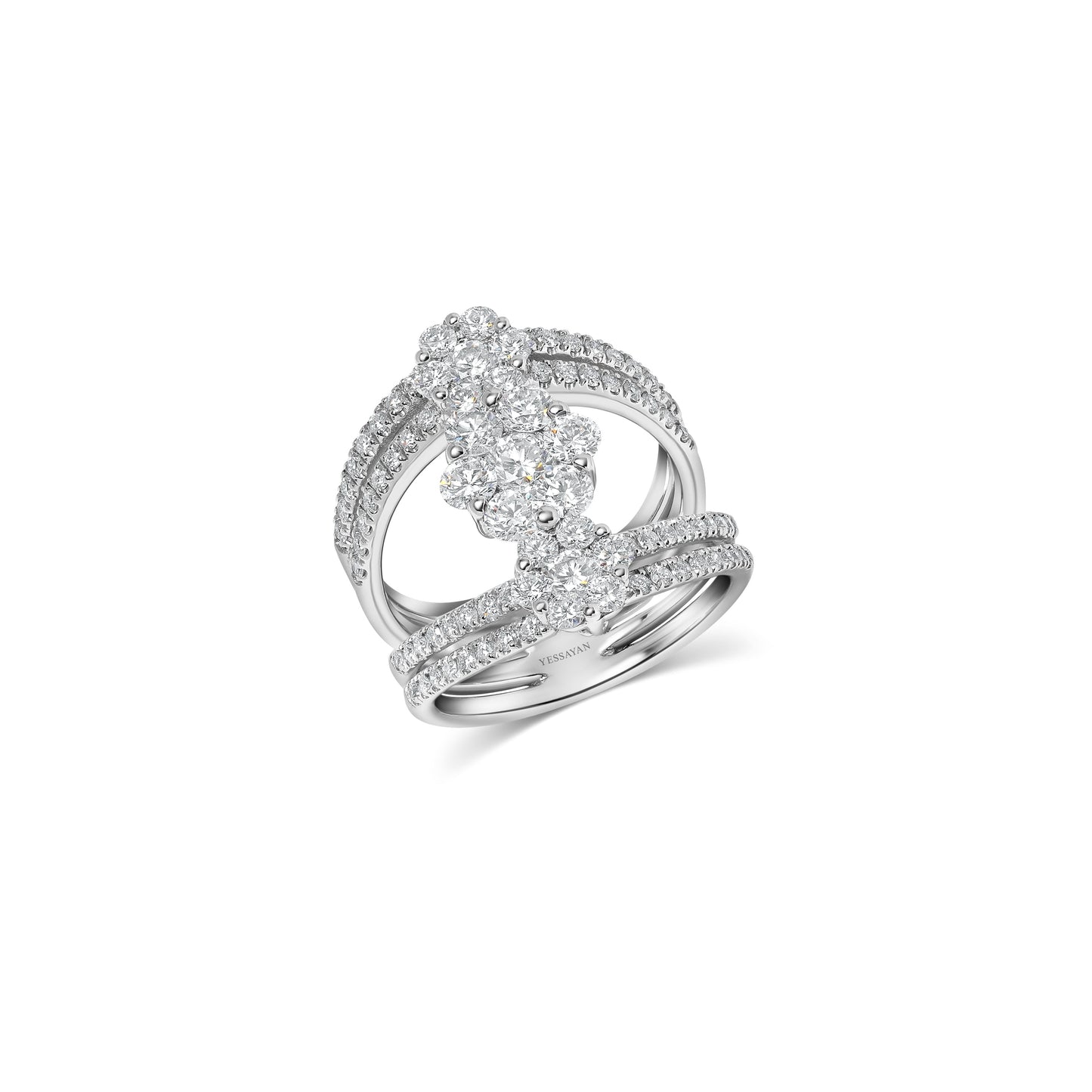 Bisected Mirror Diamond Cocktail Ring