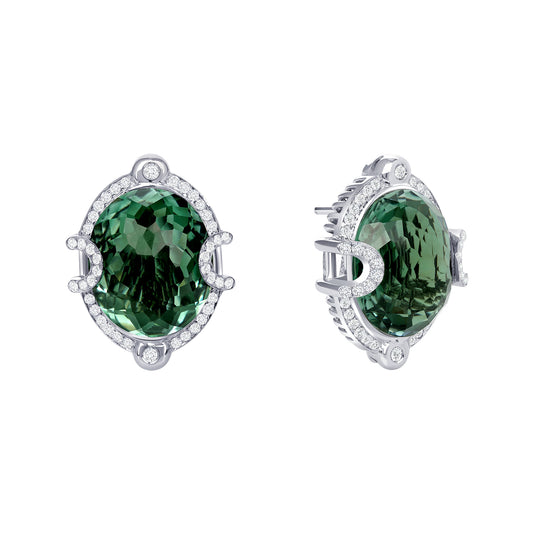 Prasiolite & Diamond Earrings