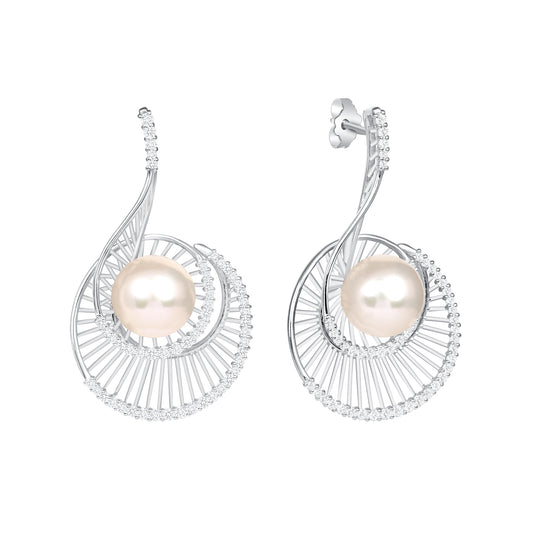 Pearl & Diamond Loop Earrings