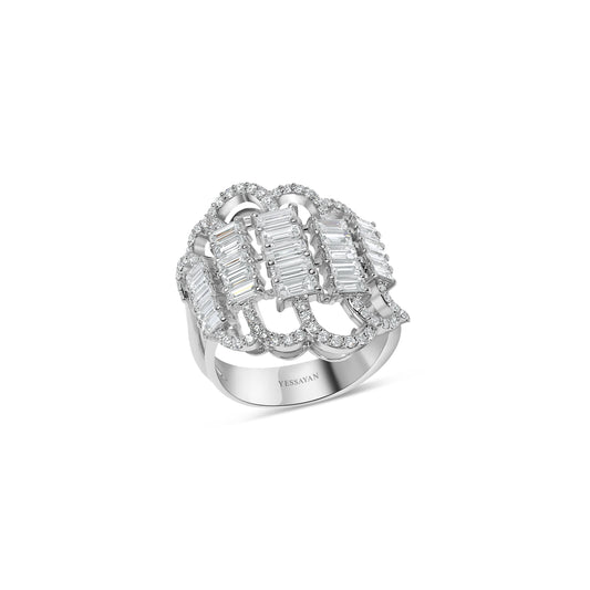 Porforated Diamond Cocktail Ring