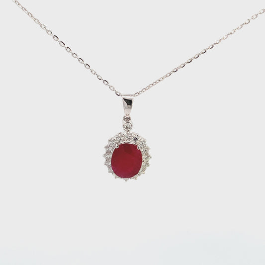 Ruby & Diamond Frame Necklace