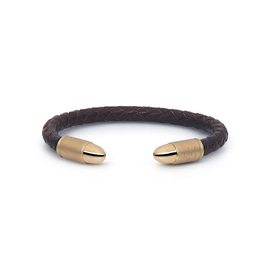 H.Aitch - Bullet Cuff Bracelet Brown Leather | Online Jewelry Store