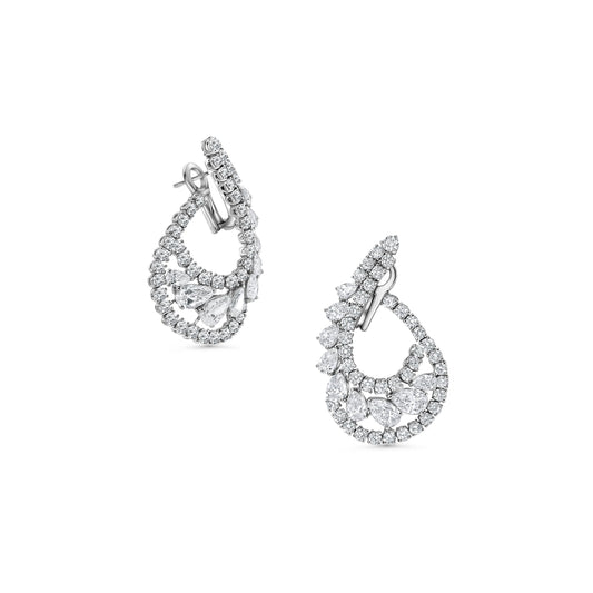 Pears & Rounds Diamond Hoop Earrings