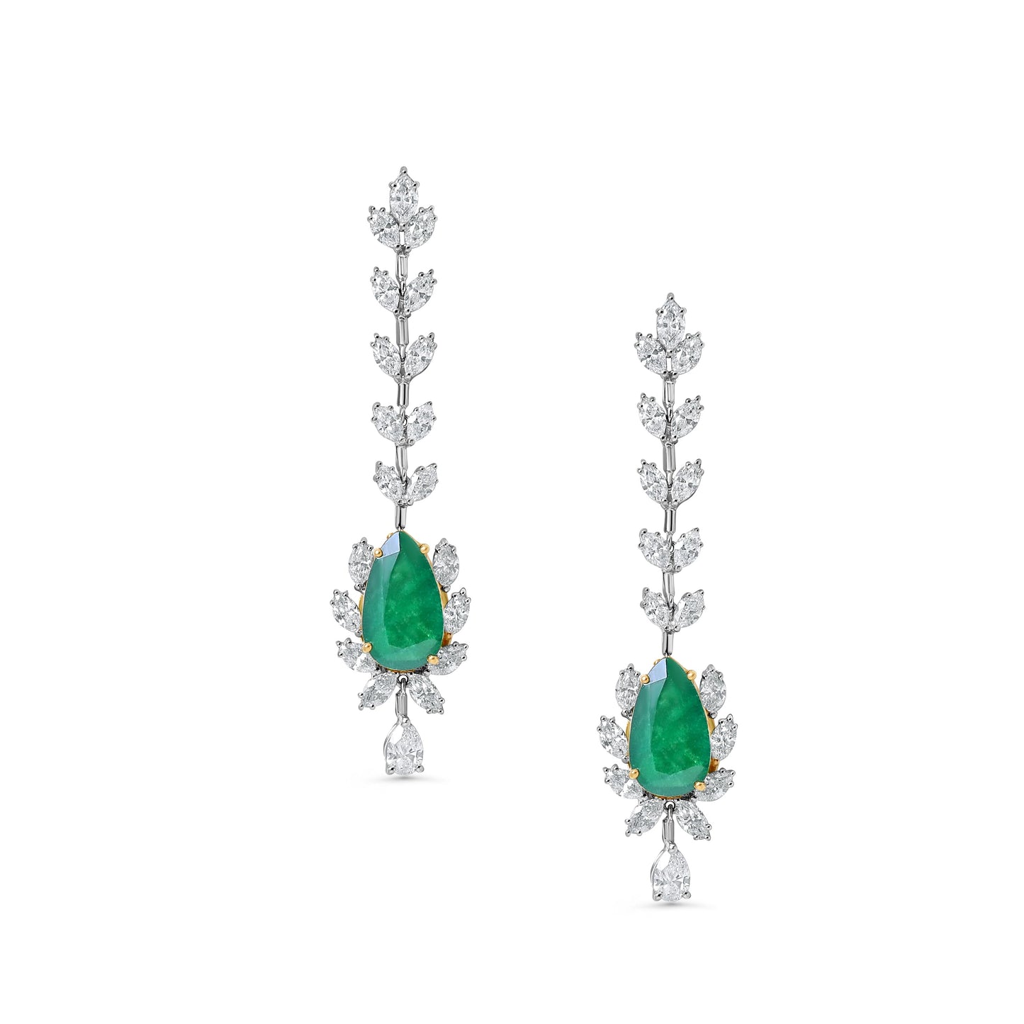 Emerald & Diamonds Linear Statement Earrings