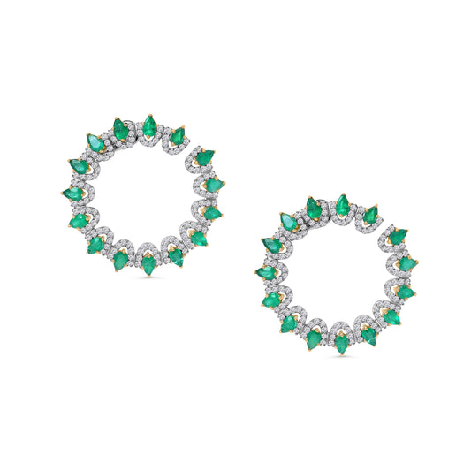 Emerald & Diamond Hoop Earrings