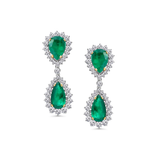 Emerald & Diamond Statement Drop Earrings