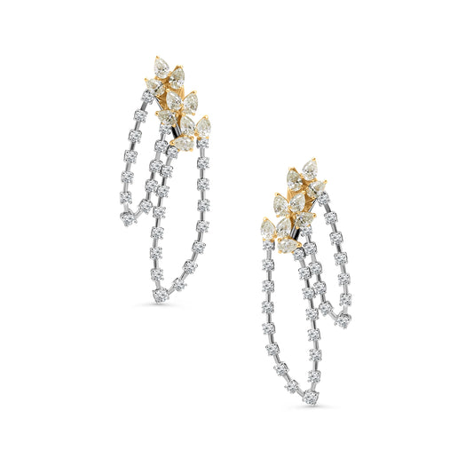 Duo Drop Diamond Two-Tone Earrings