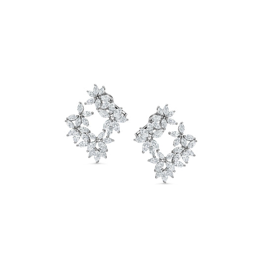 Floral Diamond Hoop Earrings