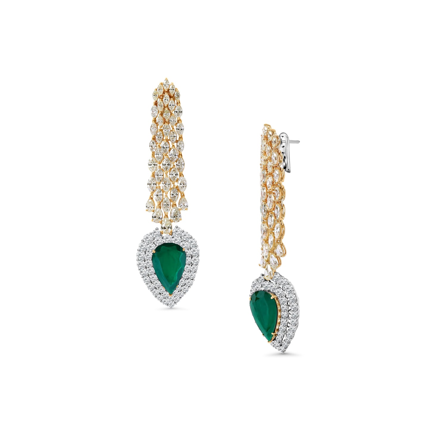 Emerald & Diamond Waterfall Earrings