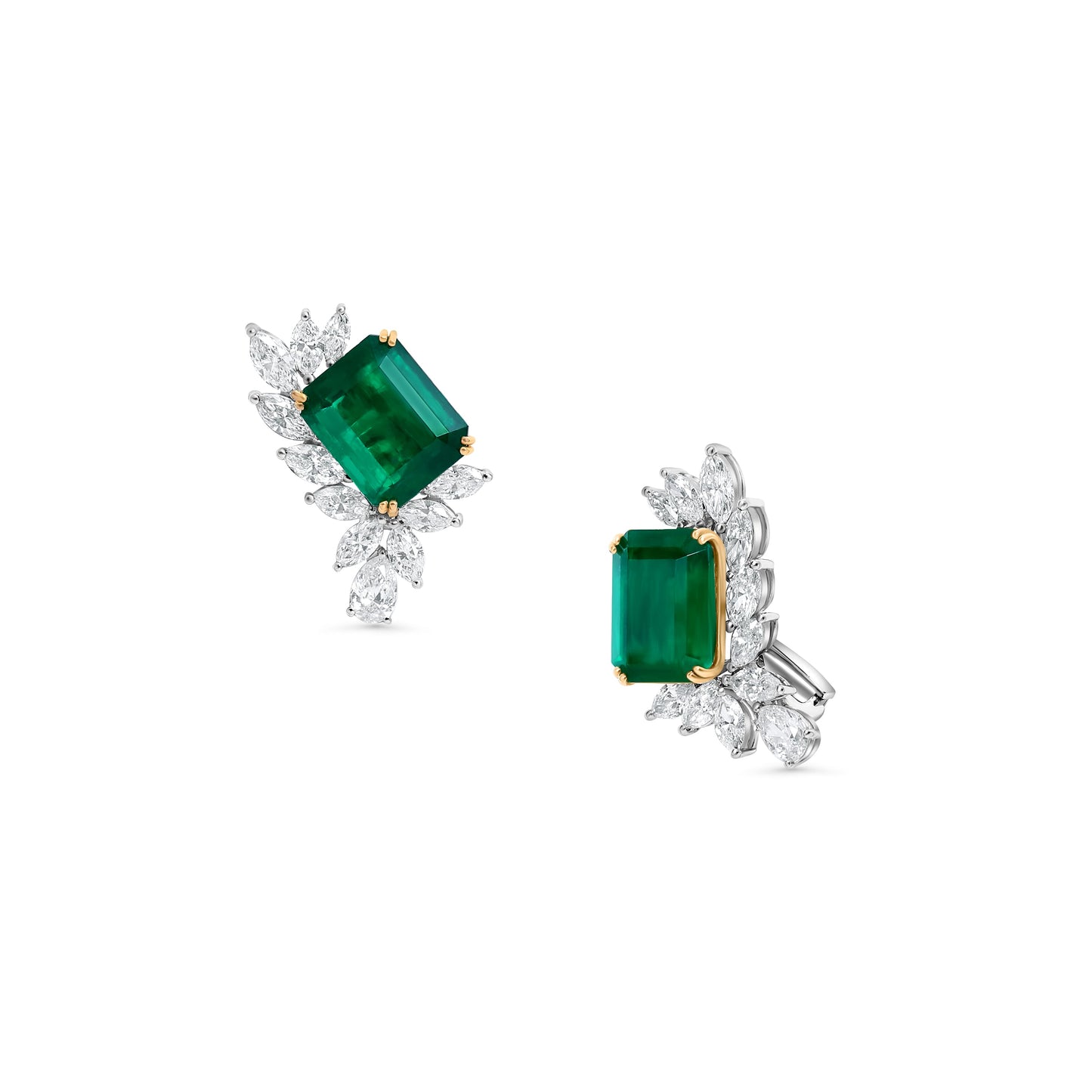 Emerald & Diamond Statement Stud Earrings
