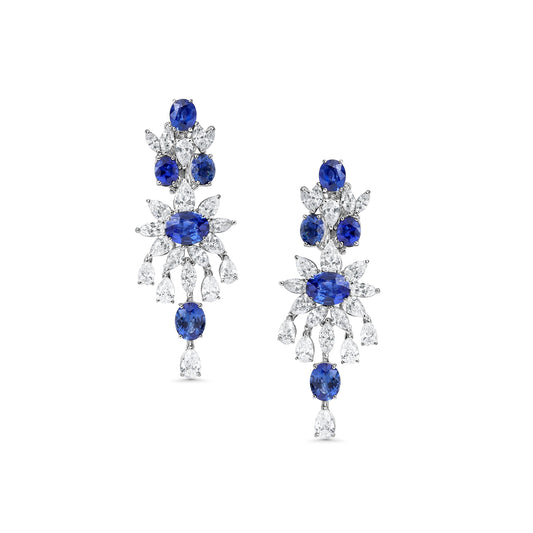 Sapphire & Diamond Chandelier Statement Earrings