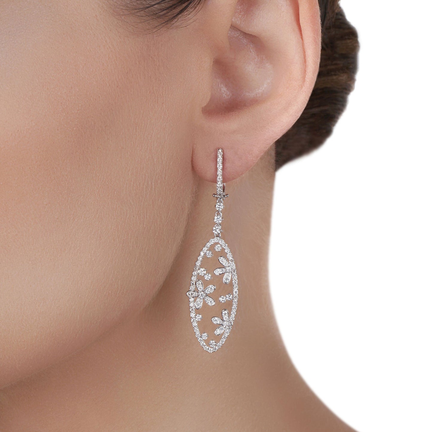   Flower Diamond Drop Earrings | Jewelry shops online 