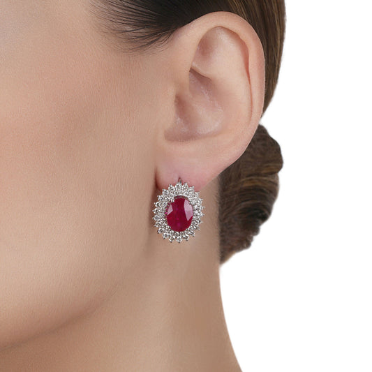 Ruby & Diamond Stud Earrings | Earring online shop