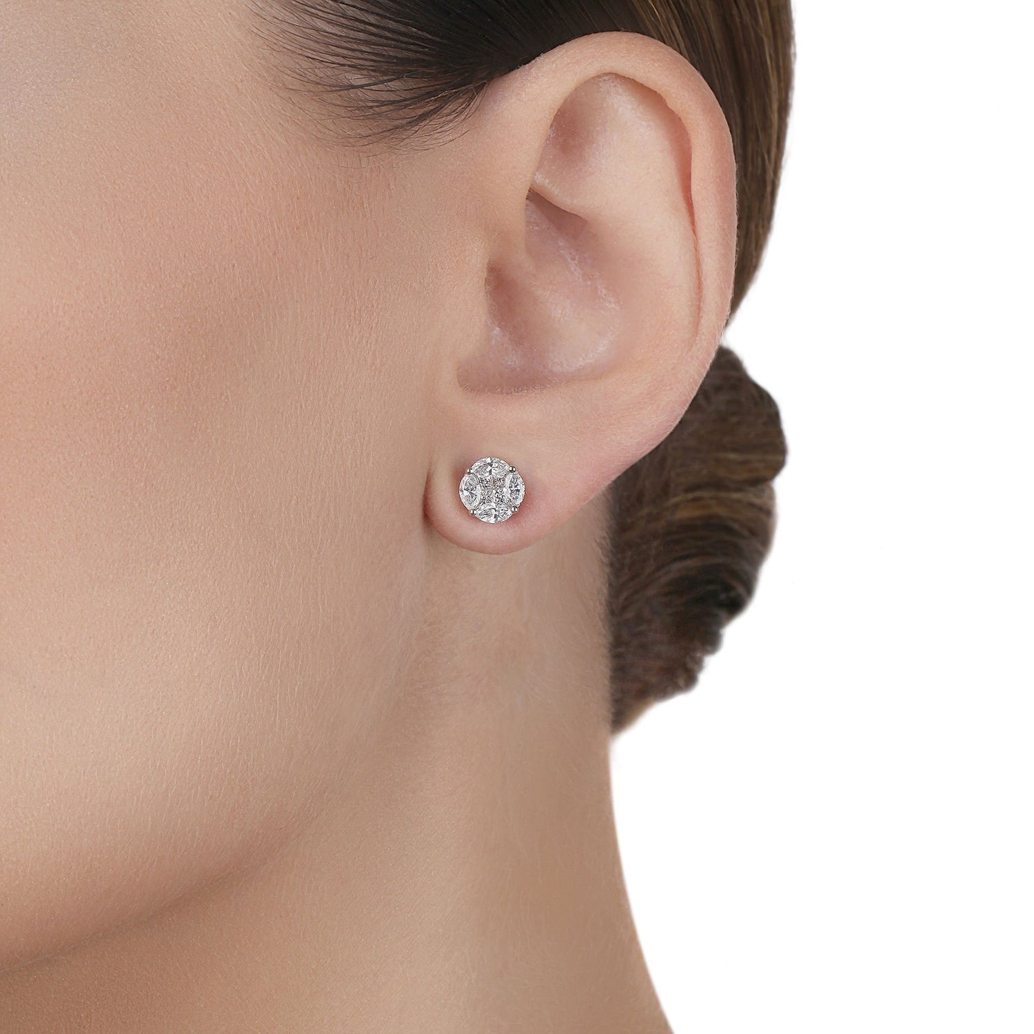 Small Diamond Illusion Stud Earrings | Bridal jewelery set 