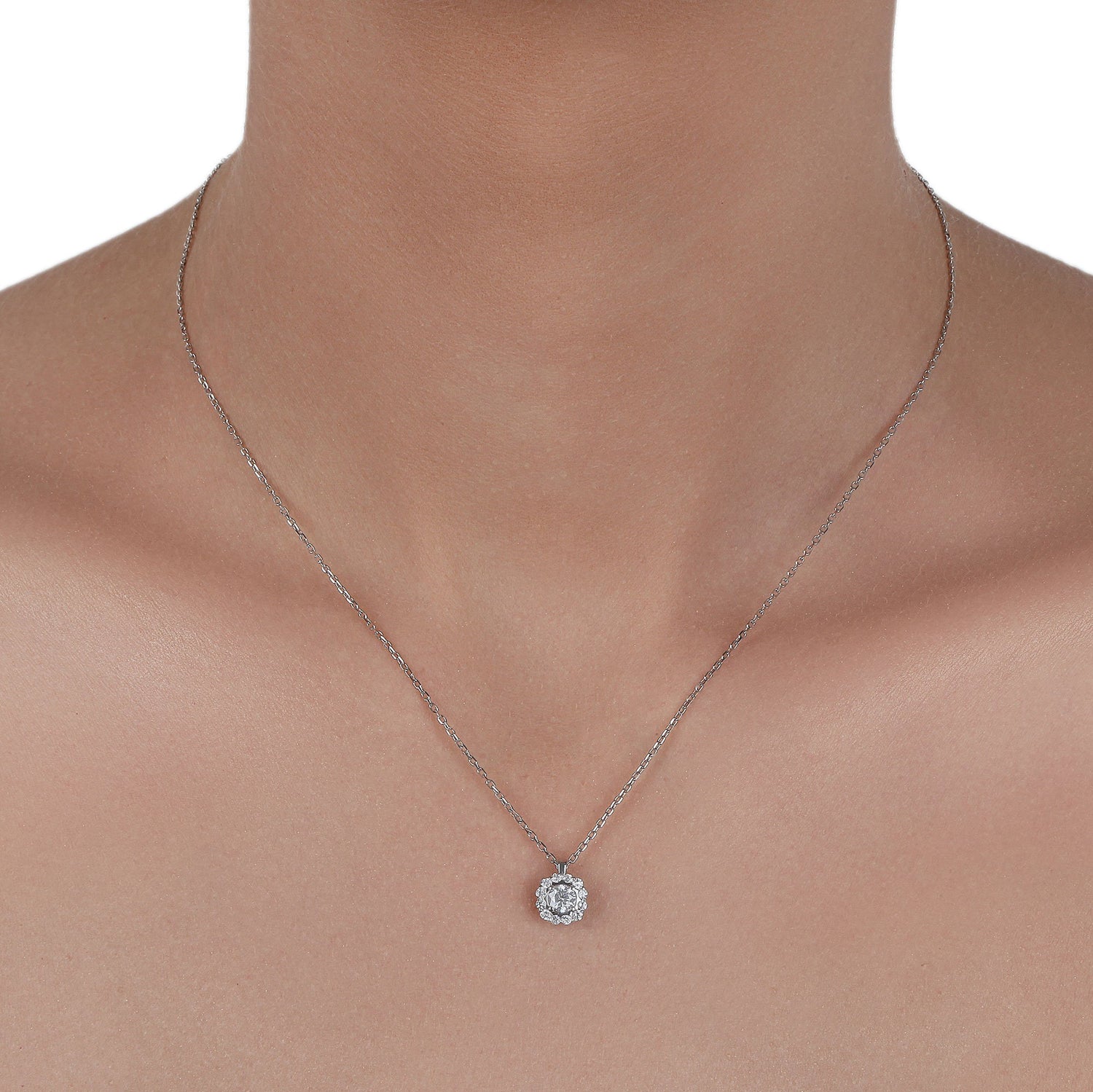 Solitaire Diamond with Frame Necklace | Diamond Necklace | Best Necklace Design