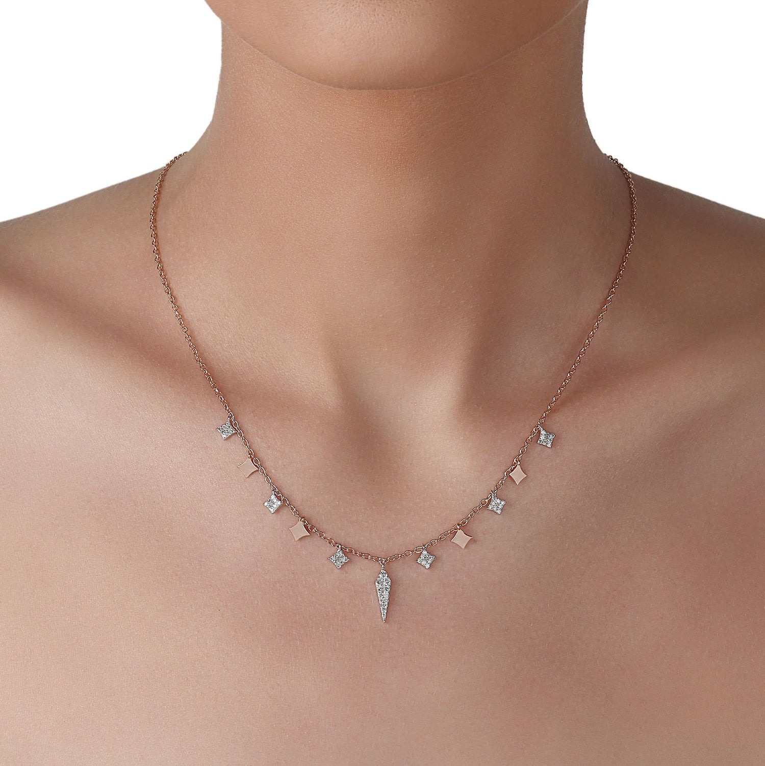 Rose Gold & Diamonds Chain Necklace | Diamond Necklace | Jewellery Stores Online