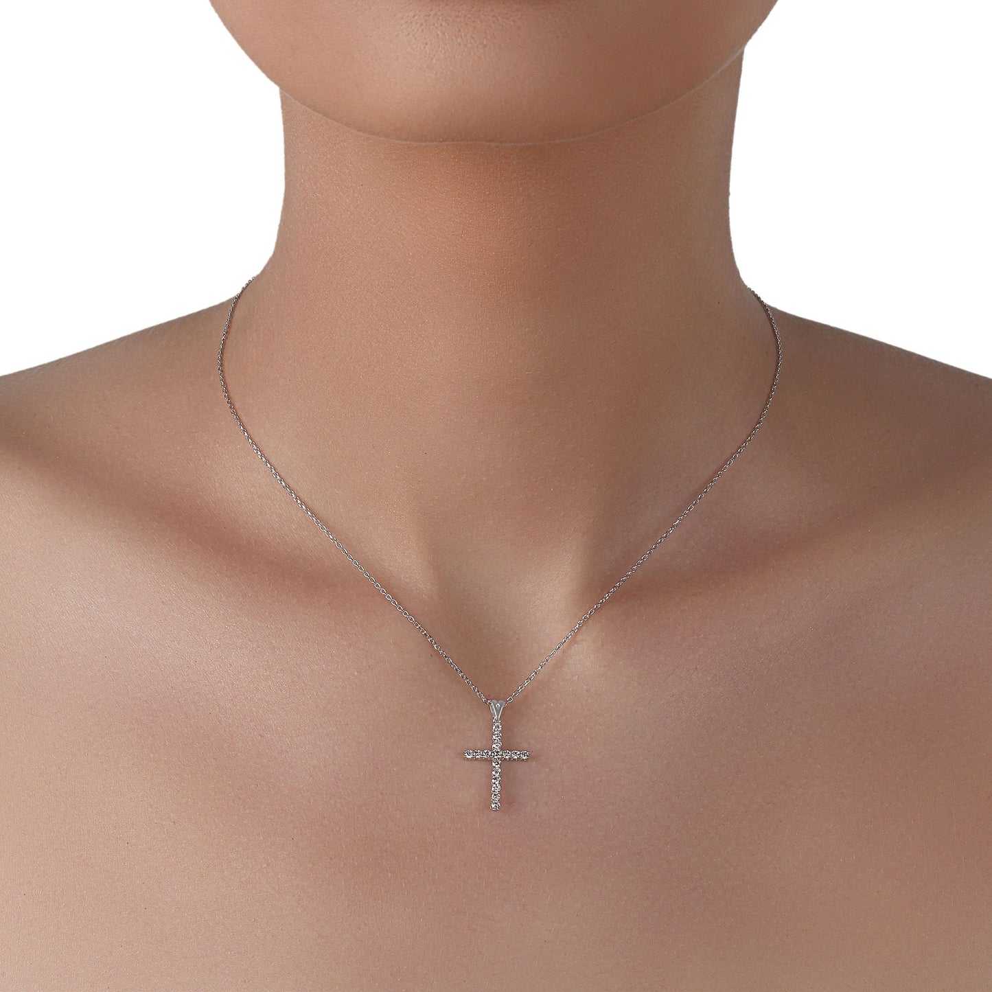 Simple Diamond Cross Necklace | Diamond Necklace | Diamond Gold Necklace