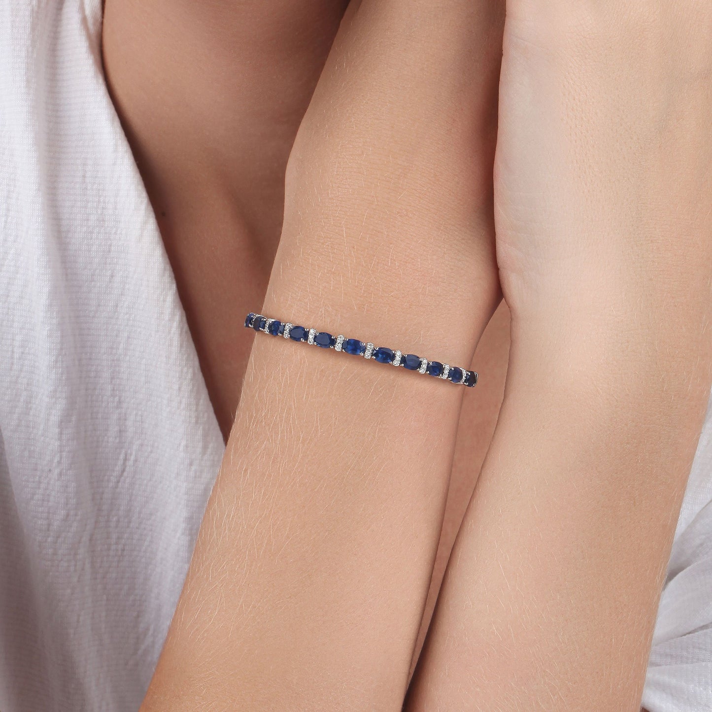 Thin Sapphire & Diamond Cuff Bracelet | Jewelry shops online