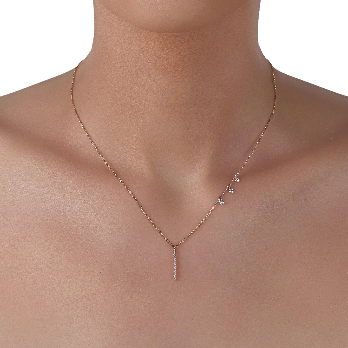 Rose Gold & Diamond Necklace | Diamond Necklace | Diamond Jewellery Necklace