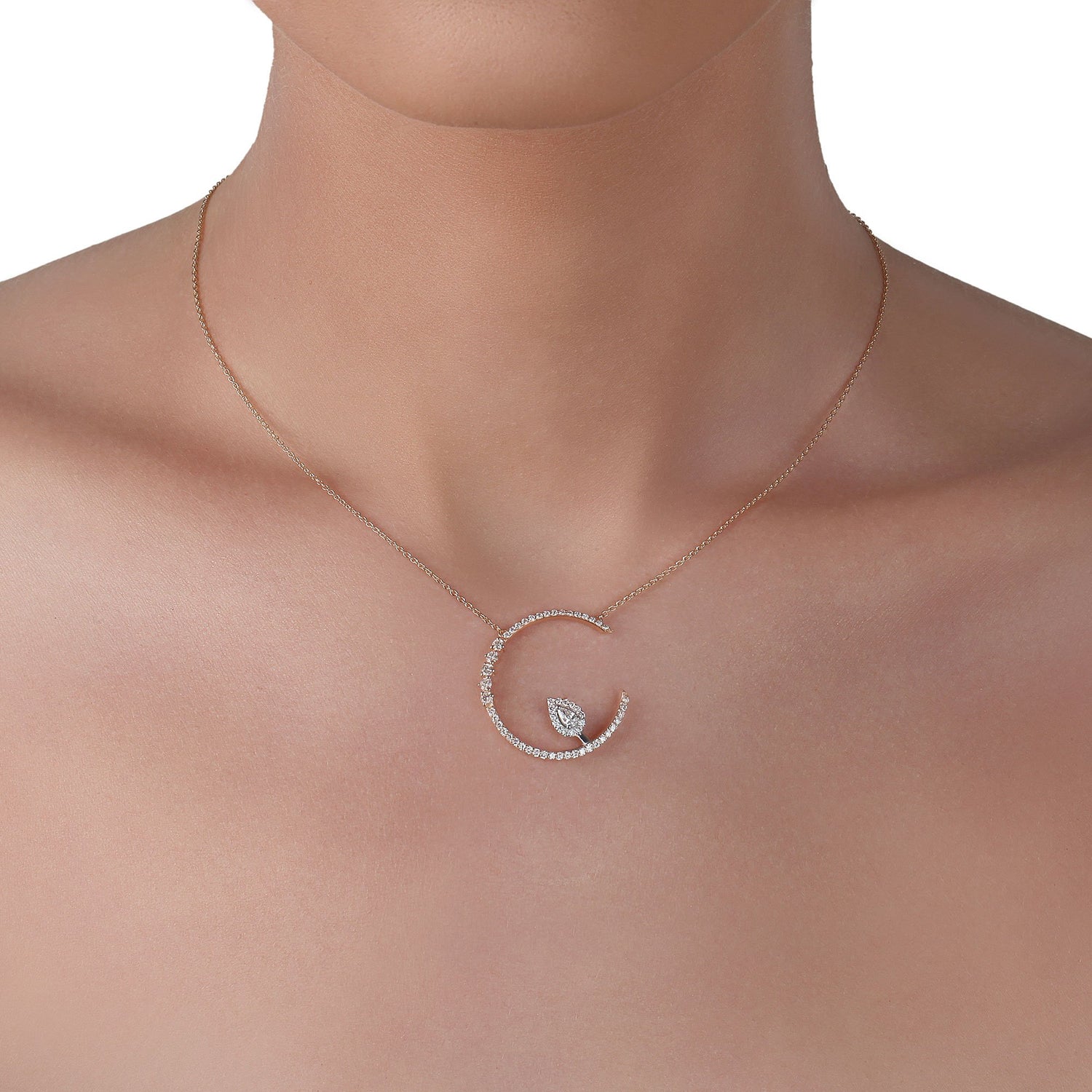 Rose Gold & Diamond Drop Necklace | Diamond Necklace | Buy Diamond Necklace