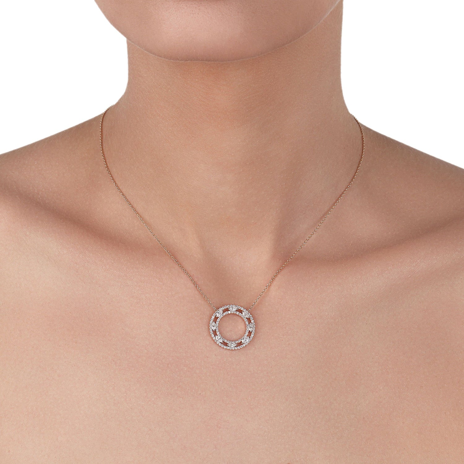 Circular Rose Gold & Diamonds Necklace | Diamond Necklace | Jewellery Website