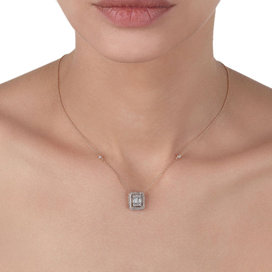 Rose Gold & Mixed Cut Diamonds Necklace | Diamond Necklace | Necklaces For Women