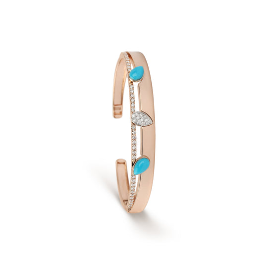 Turquoise Rose Gold & Diamond Cuff Bracelet | Jewelry online 